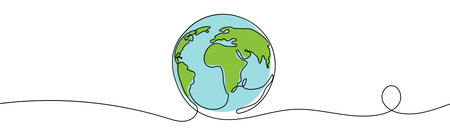 one line style world. Simple modern minimalism continuous earth vector.のイラスト素材