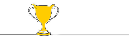 One line drawing of winner trophy minimalism object design vector illustration.のイラスト素材
