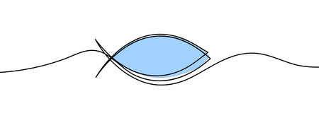 Christian fish symbol. Jesus fish icon religious sign. One continuous line illustration. vector illustration.のイラスト素材