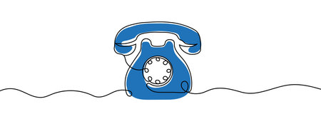 phone line. Black continuous outline on a white background. vector illustration.のイラスト素材