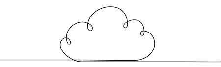 Continuous one line drawing. Cloud on white background. Vector illustrationのイラスト素材