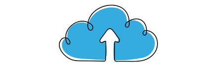 Upload sign. One continuous line vector illustrationのイラスト素材