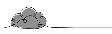 Continuous one line drawing. Cloud on white background. Vector illustrationのイラスト素材