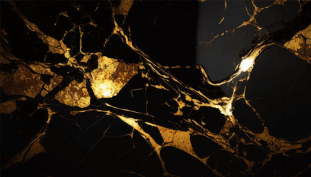 Luxury Black and Gold Marble texture background vector. Panoramic Marbling texture design.のイラスト素材
