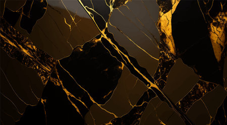 Luxury Black and Gold Marble texture background vector. Panoramic Marbling texture design.のイラスト素材