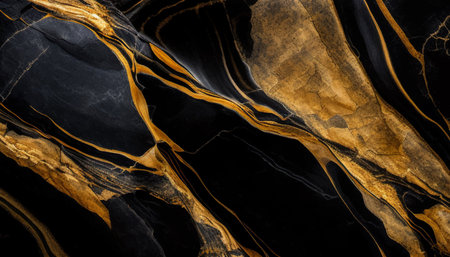Luxury Black and Gold Marble texture background vector. Panoramic Marbling texture design.の写真素材