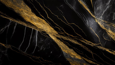 Luxury Black and Gold Marble texture background vector. Panoramic Marbling texture design.の写真素材