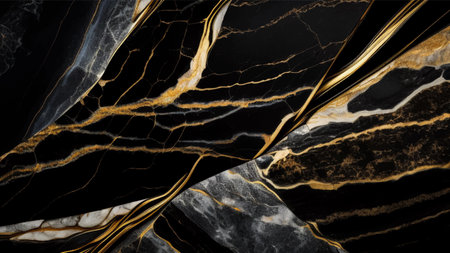 Luxury Black and Gold Marble texture background vector. Panoramic Marbling texture design.のイラスト素材