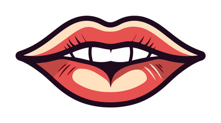 Red female lips isolated on a white background. vector illustrationのイラスト素材