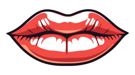 Red female lips isolated on a white background. vector illustrationのイラスト素材