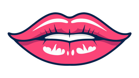 Red female lips isolated on a white background. vector illustrationのイラスト素材