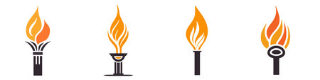 Icons, logo torch with flame isolated on white background. vector set.のイラスト素材