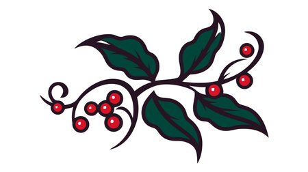 Celebration decorations flat line icon. Mistletoe symbol. Outline sign for mobile concept and web design, store.のイラスト素材