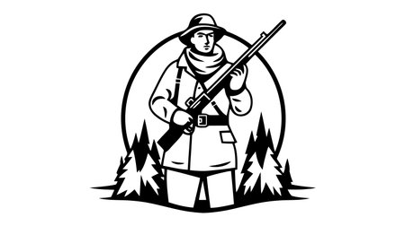 Hunting and fishing icon, logo. Vector illustration on white backgroundのイラスト素材