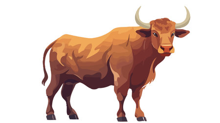 cartoon bull. Vector illustration isolated on white background.のイラスト素材