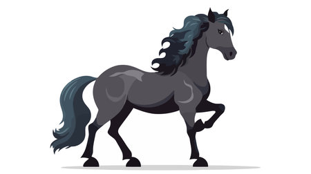 Black horse vector illustration isolated on white background.のイラスト素材