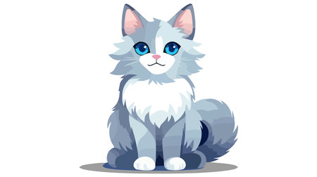 Cute vector gray cat isolated on white background.のイラスト素材