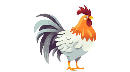 Colorful rooster, poultry farming vector Illustration on a white background.のイラスト素材