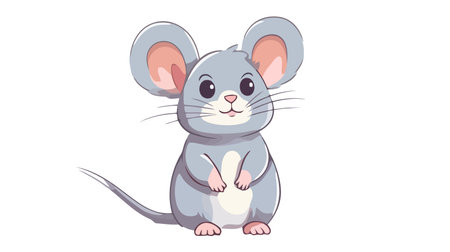 Cute cartoon mouse - vector illustration. white background.のイラスト素材