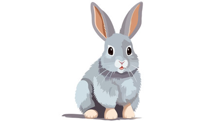 Cartoon happy rabbit isolated on white background.のイラスト素材