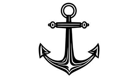 Anchor vector icon logo boat symbol pirate helm Nautical maritime simple illustration graphic doodle design.のイラスト素材
