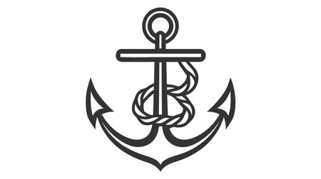 Anchor vector icon logo boat symbol pirate helm Nautical maritime simple illustration graphic doodle design.のイラスト素材