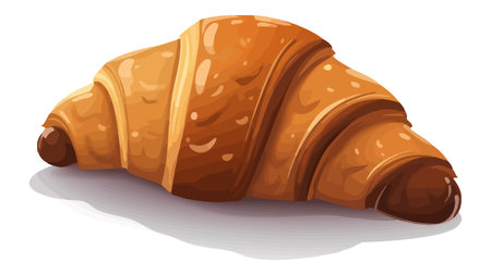 Croissant isolated on white background. Beautiful croissant sprinkled with powdered sugar.のイラスト素材