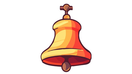 Gold bell with. school bell. Flat vector illustration isolated on white backgroundのイラスト素材