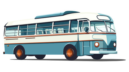 Old vintage american bus vector illustration. retro passenger vehicle.のイラスト素材