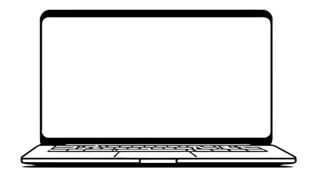 Laptop vector icon, logo, mockup isolated on white backgroundのイラスト素材