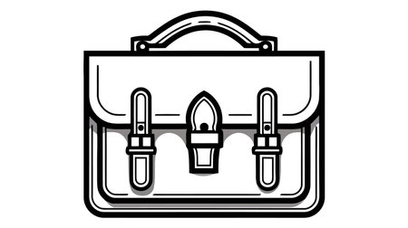 Briefcase black and white icon. Vector illustration on white background.のイラスト素材
