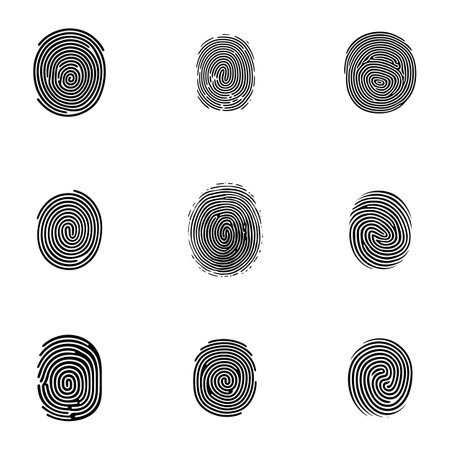 Set of fingerprints, vector illustration isolated on white background.のイラスト素材