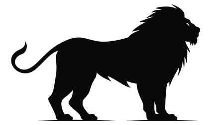 Lion silhouette. Vector illustration on white background.のイラスト素材