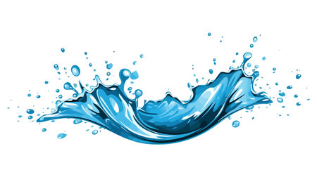 Blue water splash, vector illustration on white background.のイラスト素材