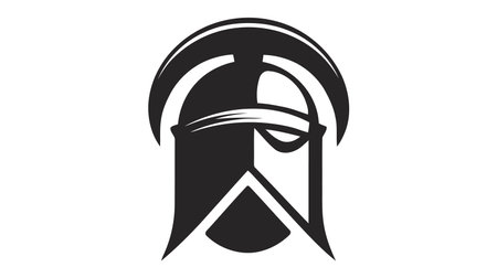 Knight warrior helmet, heraldry armor of medieval soldier, ancient roman gladiator or spartan fighter. Vector logo, iconのイラスト素材