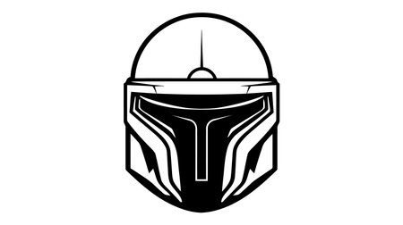 Fantasy space warrior helmet logo. Vector illustration isolated on white backgroundのイラスト素材