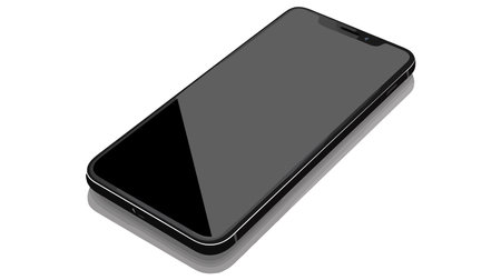 Realistic modern smartphone isolated on white background . Mock up phone with blank screen . Vector illustrationのイラスト素材