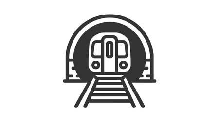 Train in the tunnel icon, illustration front view design template isolated on white background.