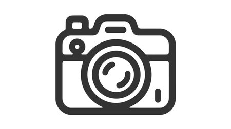 Photo camera linear vector icon isolated on white background.