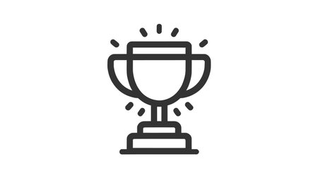 Trophy cup line icon, Vector illustration isolated on white backgroundのイラスト素材