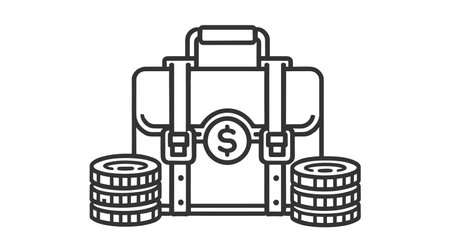 Money bag vector icon, sack of money flat mono line cartoon illustration with dollar sign isolated on white background. Eps 10.のイラスト素材