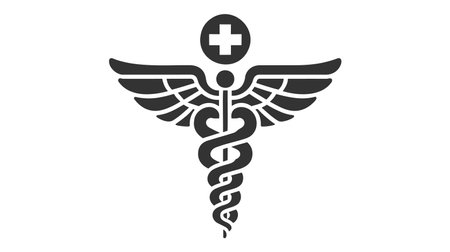 Modern depiction of the caduceus, vector silhouette.のイラスト素材