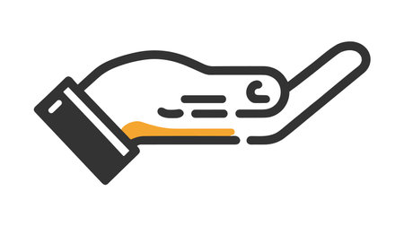 Asking hand icon isolated on white background.