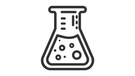 Black outlined vector illustration of an Erlenmeyer flask.のイラスト素材