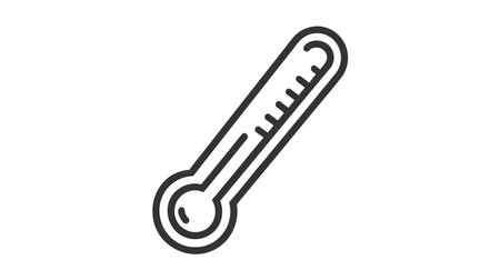 A black vector icon of thermometer isolated on white background.