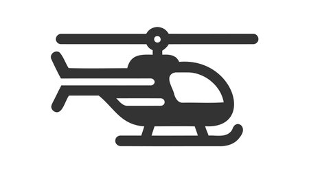 Helicopter icon, thin line symbol on white background - editable stroke vector illustration eps 10.のイラスト素材