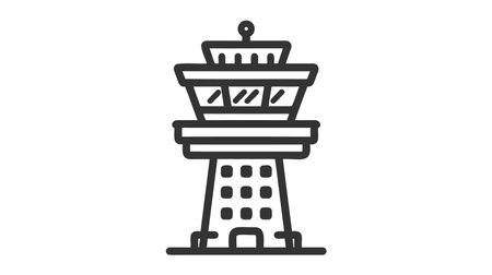 Vector icon of an air traffic control tower, essential for airport operations.のイラスト素材