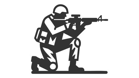 Soldier silhouette vector icon on white background.のイラスト素材