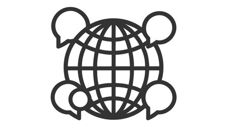 Icon of global communication with a globe and speech bubblesのイラスト素材