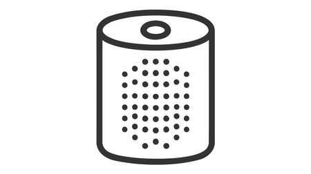 Smart speaker line black icon. Personal voice assistance, talk recognition.のイラスト素材